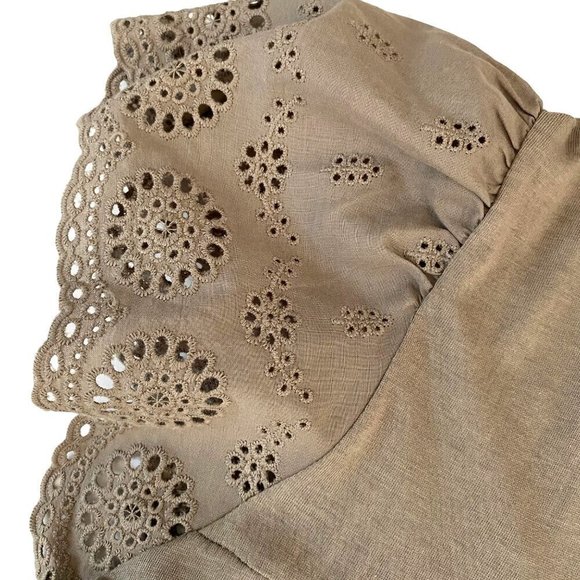 Angels Forever Young Poplin Flutter Sleeve Top Women's Size S Lace Peasant NWT‎ - Picture 5 of 12